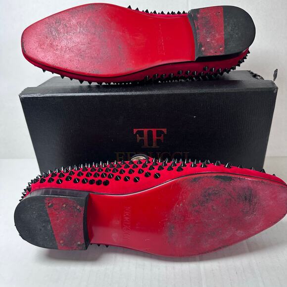 Mens Ferucci burgundy loafers black rivets and spikes slip on size 9 - Picture 5 of 9